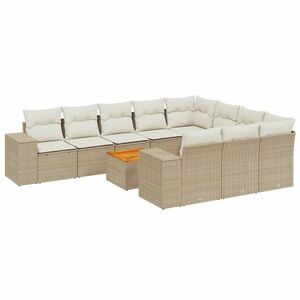 vidaXL 11 részes bézs polyrattan kerti ülőgarnitúra párnákkal kép