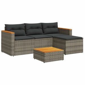 vidaXL 3 részes szürke polyrattan kerti ülőgarnitúra párnákkal kép