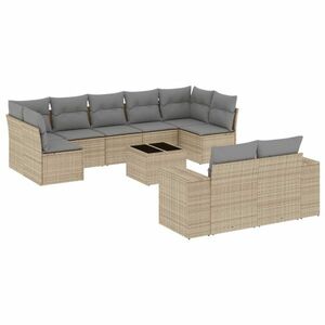 vidaXL 10 részes bézs polyrattan kerti ülőgarnitúra párnával kép