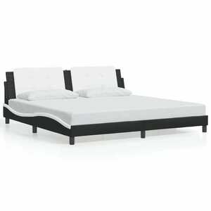 vidaXL fehér és fekete műbőr ágykeret fejtámlával 200x200 cm kép