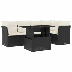 vidaXL 6 részes fekete polyrattan kerti ülőgarnitúra párnákkal kép