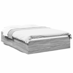 vidaXL sonoma tölgyszínű szerelt fa ágykeret 135 x 190 cm kép