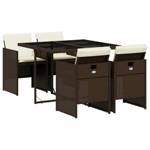 5 részes barna polyrattan kerti étkezőgarnitúra kép