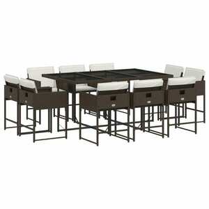 vidaXL 11 részes barna polyrattan kerti ülőgarnitúra párnákkal kép