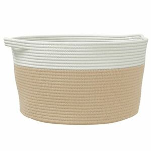 vidaXL bézs és fehér pamut tárolókosár Ø40 x 25 cm kép