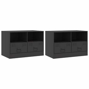 vidaXL 2 db fekete acél TV-szekrény 67 x 39 x 44 cm kép