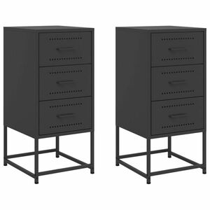 vidaXL 2 db fekete acél éjjeliszekrény 36 x 39 x 78 cm kép