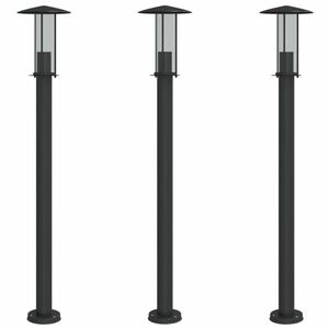 vidaXL 3 db fekete rozsdamentes acél kültéri állólámpa 100 cm kép
