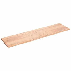 vidaXL világosbarna kezelt tömör tölgyfa fali polc 200 x 50 x (2-4) cm kép