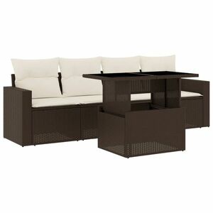 vidaXL 5 részes barna polyrattan kerti ülőgarnitúra párnával kép