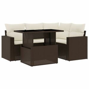 vidaXL 5 részes barna polyrattan kerti ülőgarnitúra párnával kép