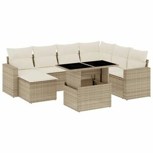 vidaXL 8 részes bézs polyrattan kerti ülőgarnitúra párnával kép