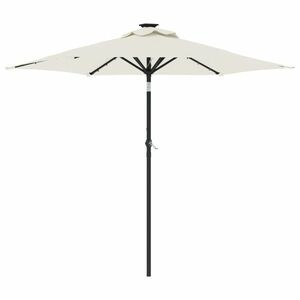 vidaXL fehér kerti napernyő LED-del és acél rúddal 225 x 225 x 212 cm kép