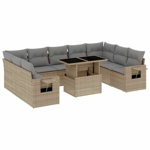 vidaXL 10 részes bézs polyrattan kerti ülőgarnitúra párnával kép