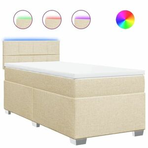 vidaXL krémszínű szövet rugós ágy matraccal 90 x 200 cm kép