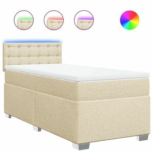 vidaXL krémszínű szövet rugós ágy matraccal 80 x 200 cm kép
