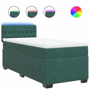 vidaXL sötétzöld bársony rugós ágy matraccal 90x190 cm kép