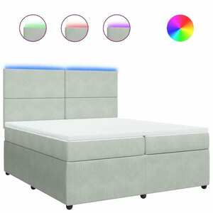 vidaXL világosszürke bársony rugós ágy matraccal 200x200 cm kép