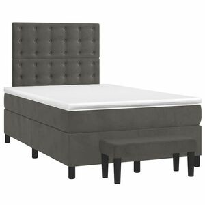 vidaXL sötétszürke bársony rugós ágy matraccal 120x190 cm kép