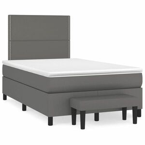 vidaXL szürke műbőr rugós ágy matraccal 120x190 cm kép