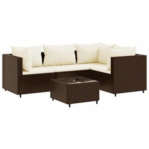 vidaXL 5 részes barna polyrattan kerti ülőgarnitúra párnákkal kép