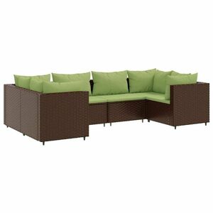 vidaXL 6 részes barna polyrattan kerti ülőgarnitúra párnákkal kép