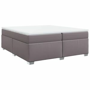 vidaXL szürke műbőr rugós ágy matraccal 200 x 200 cm kép