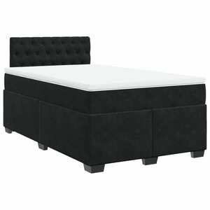 vidaXL fekete bársony rugós ágy matraccal 120x190 cm kép