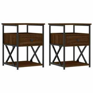 vidaXL 2 db barna tölgyszínű szerelt fa éjjeliszekrény 40x42x55 cm kép