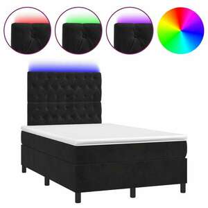 vidaXL fekete bársony rugós és LED-es ágy matraccal 120x190 cm kép