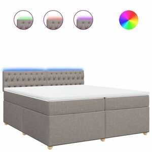 vidaXL tópszínű szövet rugós ágy matraccal 200 x 200 cm kép