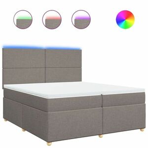vidaXL tópszínű szövet rugós ágy matraccal 200 x 200 cm kép