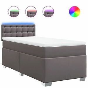 vidaXL szürke műbőr rugós ágy matraccal 80 x 200 cm kép