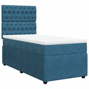 vidaXL sötétkék bársony rugós ágy matraccal 80 x 200 cm kép
