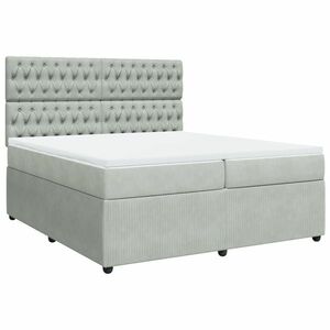 vidaXL világosszürke bársony rugós ágy matraccal 200x200 cm kép