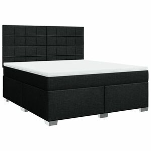 vidaXL fekete szövet rugós ágy matraccal 180 x 200 cm kép