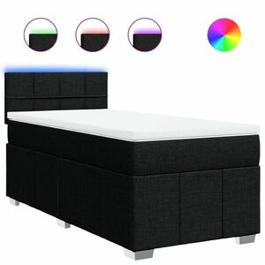 vidaXL fekete szövet rugós ágy matraccal 90x190 cm kép