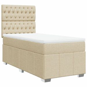 vidaXL krémszínű szövet rugós ágy matraccal 100 x 200 cm kép