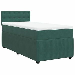 vidaXL sötétzöld bársony rugós ágy matraccal 90x190 cm kép