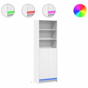 vidaXL fehér szerelt fa magasszekrény LED-ekkel 69 x 32, 5 x 200 cm kép