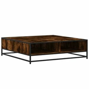 vidaXL füstös tölgy szerelt fa és fém dohányzóasztal 100 x 100 x 30 cm kép