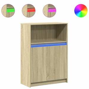vidaXL sonoma tölgy szerelt fa tálalószekrény LED-del 72 x 34 x 100 cm kép