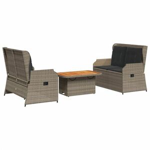 vidaXL 3 részes szürke polyrattan kerti ülőgarnitúra párnákkal kép