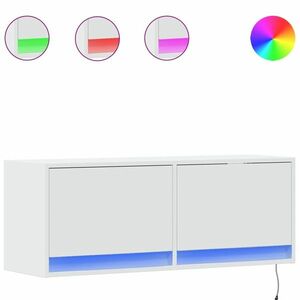 vidaXL fehér falra szerelhető TV-szekrény LED-lámpákkal 100x31x35 cm kép
