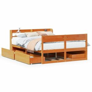 vidaXL viaszbarna tömör fenyőfa ágy matrac nélkül 160 x 200 cm kép