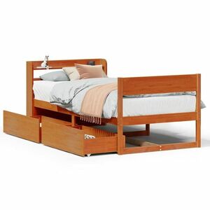 vidaXL viaszbarna tömör fenyőfa ágy matrac nélkül 90 x 190 cm kép