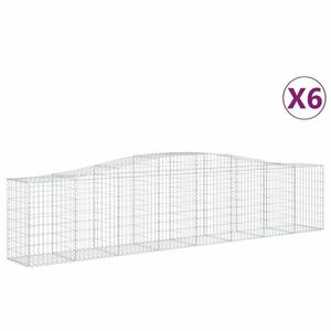 vidaXL 6 db íves horganyzott vas gabion kosár 400x50x80/100 cm kép