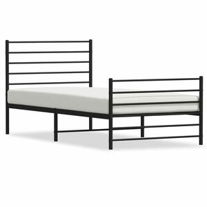 vidaXL fekete fém ágykeret fej- és lábtámlával 75 x 190 cm kép