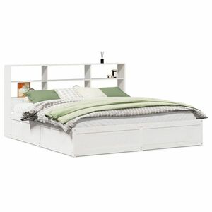 vidaXL fehér tömör fenyőfa ágy matrac nélkül 180 x 200 cm kép