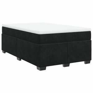 vidaXL fekete bársony rugós ágy matraccal 120x190 cm kép